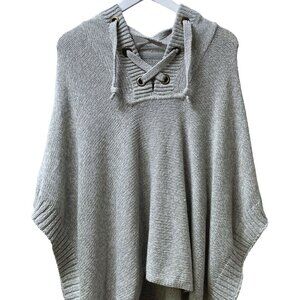 Francesca's Alya Poncho Sweater S/M Hoodie Gray Lace Up